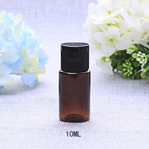 10ml 50pcs/lot Mini Plastic Cosmetic Empty Refillable Bottle with Flip Cap Essential Oil Cream Sample Packaging Makeup Container