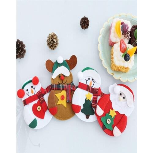 10 pcs New Year Decoration Gifts Christmas Table Supplies Christmas Snowman Cutlery Bag Knife Set