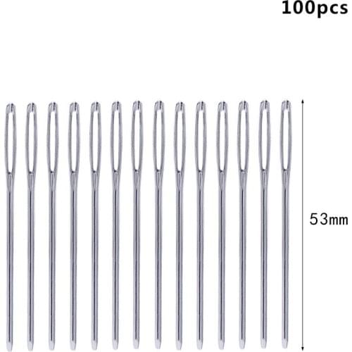 100pcs Large Eye Needles Stainless Steel Embroidery Cross Stitch Knitting Yarn Sewing Hand Crochet Hook Set Kit DIY Crafts Tools