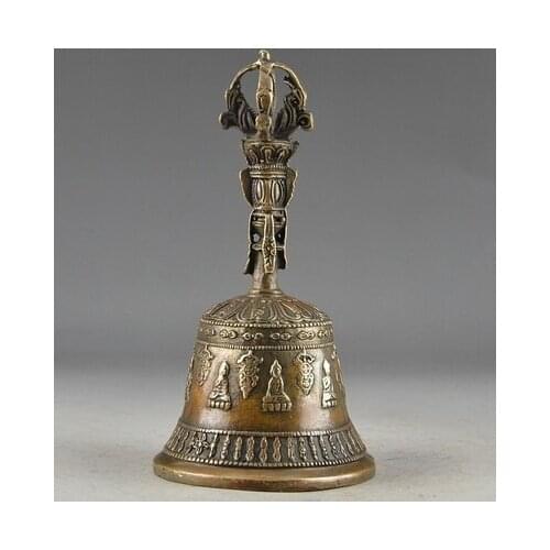 Copper Brass CHINESE crafts Asian Exquisite Chinese Tibetan Copper Buddhism Exorcism Bell