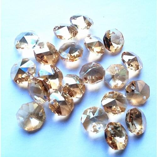 2000Pcs 14mm Crystal Octagonal Beads Garland strand Chandelier Hanging parts diy beads curtain accessories Decoration +Free Ring