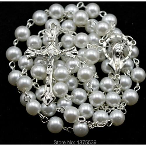 2016 fashion catholic rosary colorful glass imitation bead rosary necklace