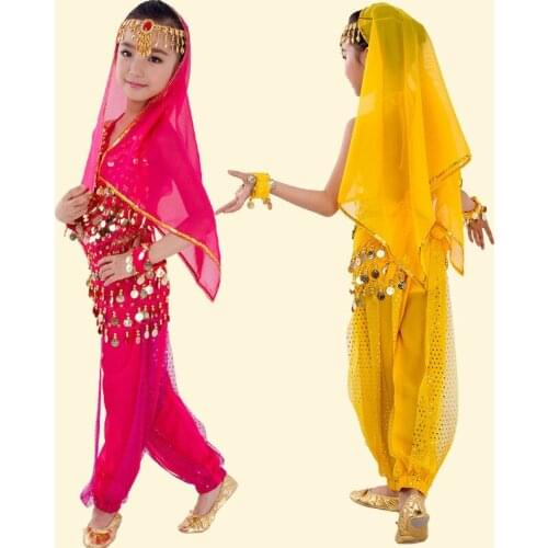 2017 Hot Bollywood Costume Indian Dance Costume Child Belly Dance Costume Kids Oriental Minority Dance Costume Sets 6 PCS 89
