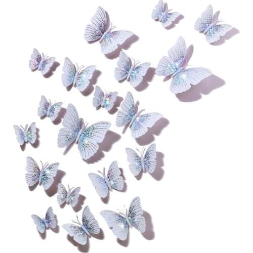 48Pcs Glitter 3D Butterfly Wall Stickers Removable Wall Decals Bling Lively Butterfly Wall Mural for DIY Room Decoration