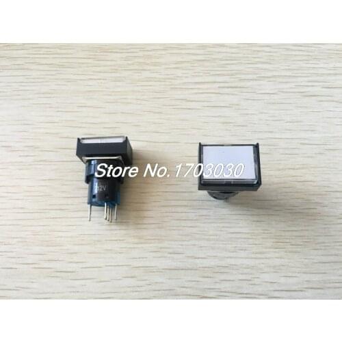 5 Pcs 5 Pins White LED Lamp Latching Rectangular Push Button Switch DC 12V