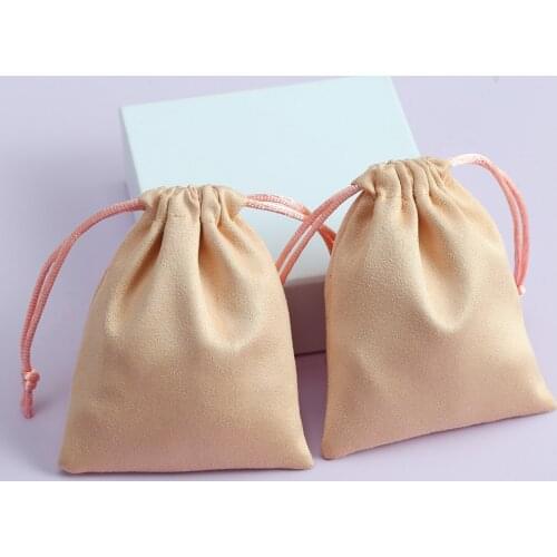 50pcs Velvet Suede Pouches Luxury Jewelry Packaging Display Flannel Drawstring Packing Gift Bags & Pouches Can Personalized Pink