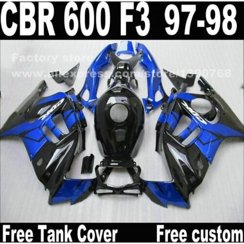 Freeship Motorcycle parts for HONDA CBR 600 F3 fairings 1997 1998 CBR600 F3 97 98 blue black fairing kit A8
