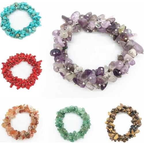 Hot Sale Irregular Natural Crystals Stone Gravel Bracelet Beads Jewelry Bracelets For Women Men Tiger Eye Red Coral Bracelet