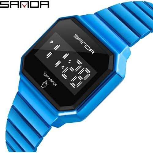 Fashion 2020 Sanda Top Brand Mens Watches Touch Screen Waterproof Wristwatch Led Digital Watch For Men Clock Relogios Masculino