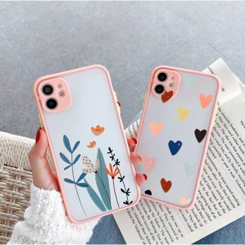ZUIDID Cute Pink Heart Flowers Phone Case For iPhone 12 Pro 11 8 7 6 Plus SE20 X XS Max XR Fashion Bumper Hard Clear Cover Shell