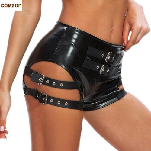 COMZOF Women's Leather Shorts