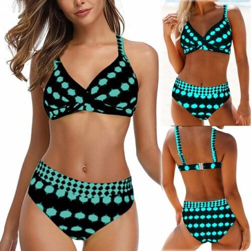 SAGACE High waist swimsuit retro wave point cross bikini 2021 summer womens swimsuit new fashion trend womens swimming Spa