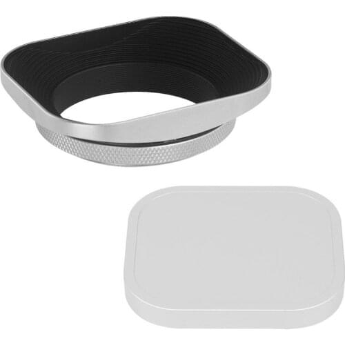 Haoge 49mm Square Metal Screw-in Lens Hood and Metal Cap are specially designed for all 49mm lens or filter thread Silver