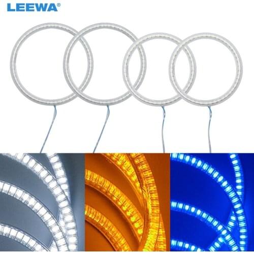 LEEWA 2X90mm 2X115mm 4pcs/Set Car LED Halo Rings Angel Eyes DRL Head Lamp For Ford Mondeo 02-05 White/Blue/Yellow #CA3266