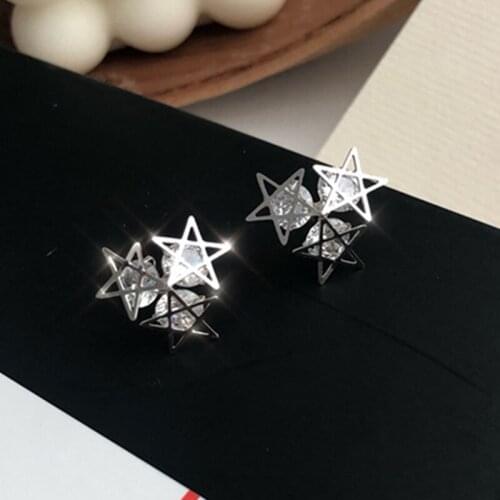 Cute Star Earrings Pentagonal Star Crystal Stud Earring Fashion Exquisite Earrings Girl Ear Jewelry