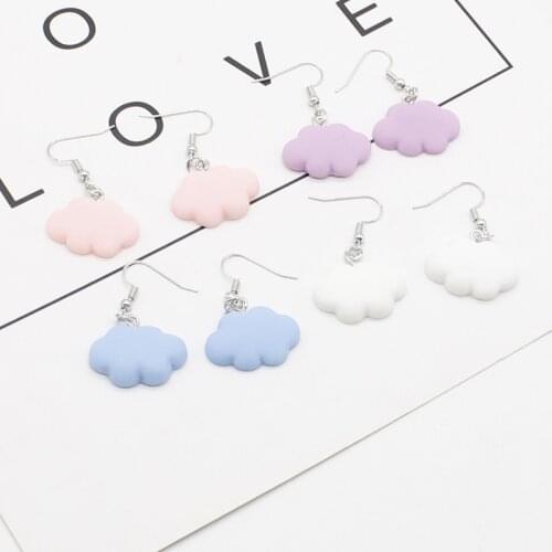 Fashion sweet romantic asymmetrical cloud earrings candy color sweet white cloud resin temperament female jewelry