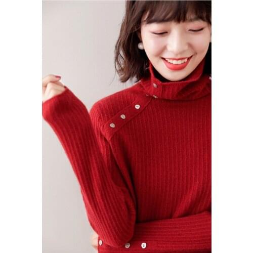 2020 New Fashion High Neck Pit Wool Knitted Comfortable Skin-friendly Sweater Womens Fall/winter Wear Lazy Bottoming Shirt Top