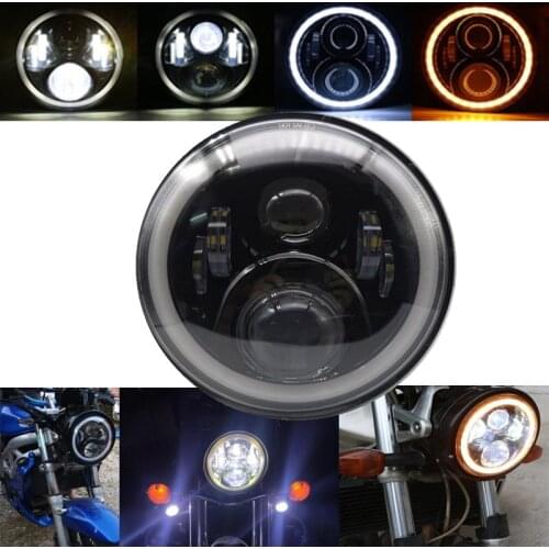 7" LED Headlight For Harley Chrome Motorcycle Projector LED Light Bulb For Jeep Wrangler JK LJ CJ Headlamp Black DOT Off road