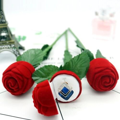 12 Piece Rose Shape Lovely Soft Velvet Wedding Engagement Ring Box For Earrings Rings Jewelry Display Gift Box Holder