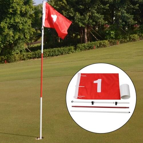 Portable 3-Section Golf Flagsticks Set Practice Hole Cup Putting Green Flag All 6 ft Golf Pin Flags