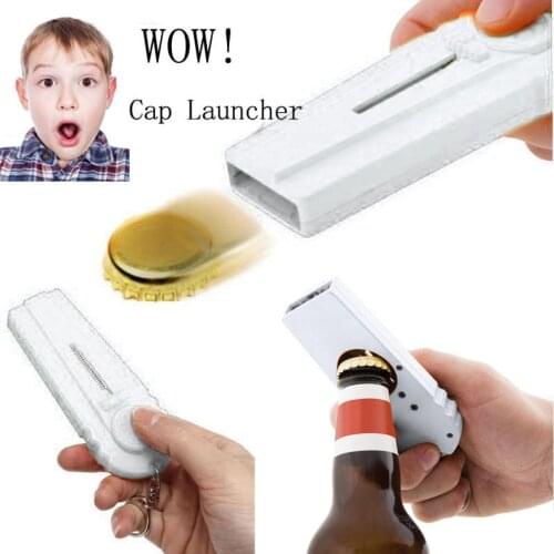 Portable Cap Gun Creative Cap Beer Drink Bottle Opener Cap Launcher Bottle Beer Opener Bar Tool Drink Opening Key Ring Gift