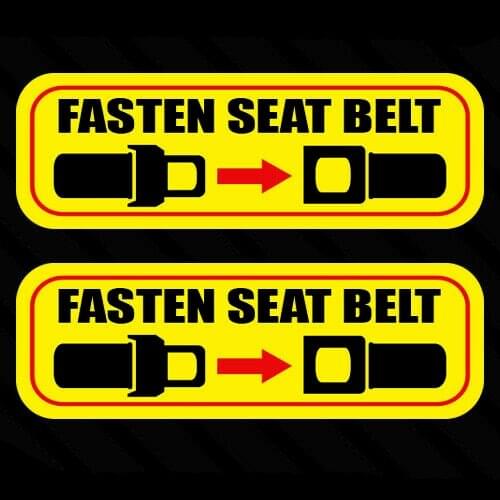 Warning Decals 2x Fasten Seat Belt sticker warning caution vehicle car bus caution safety strap PVC Vinyl Reflective Stickers