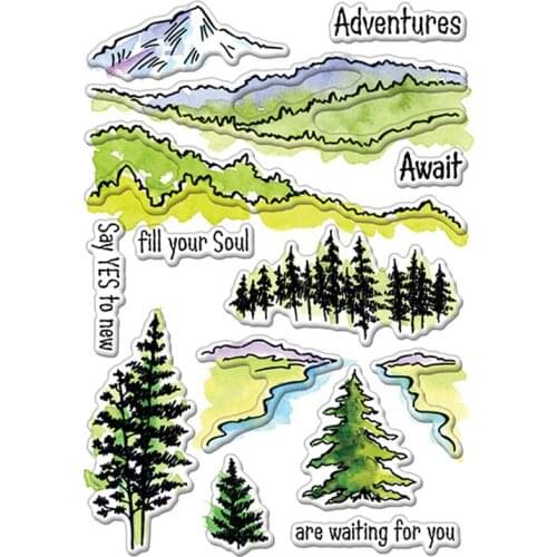 Adventure Awaits Forest Mountains Clear Stamps Cards Transparent Stempels Silicone Seal For DIY ScrapbookingNew 2020 Stamp