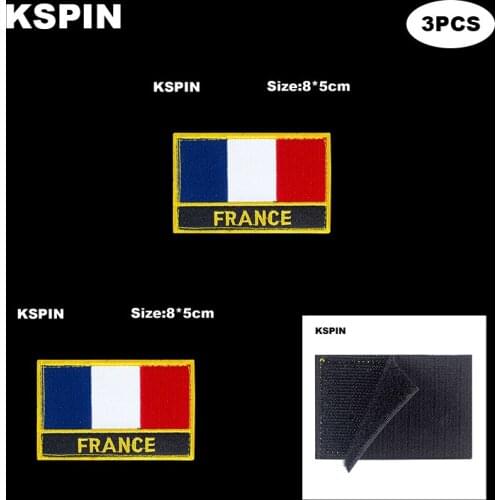 Rectangle National Flag Patch Hook Loop France Badges Armband 3D Stick on Jacket Backpack Stickers