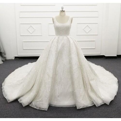 Luxury Wedding Dress 2021 Sleeveless Wedding Gowns robe de mariee Scoop Neck Beaded свадебное платье Lace Full Beadings SJ572-1