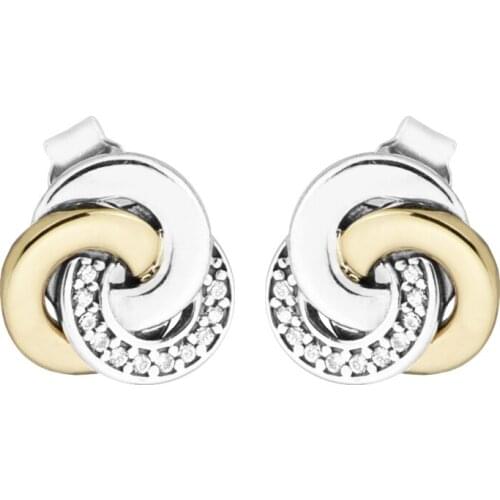 Earrings for women Interlinked Circles stud Earring BrincoS 925 Sterling Silver Jewelry DIY Orecchini Oorbellen Pendientes