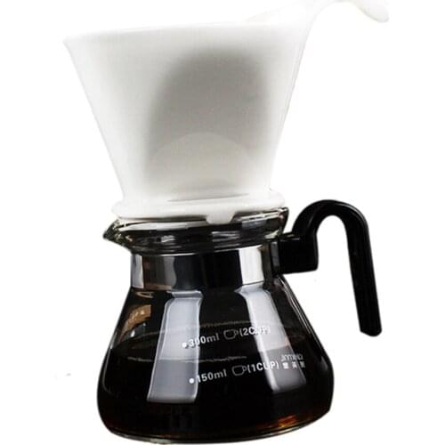 Pour Over Coffee Maker Glass 400mL/3-Cup of Coffee Plastic Collar + Filter