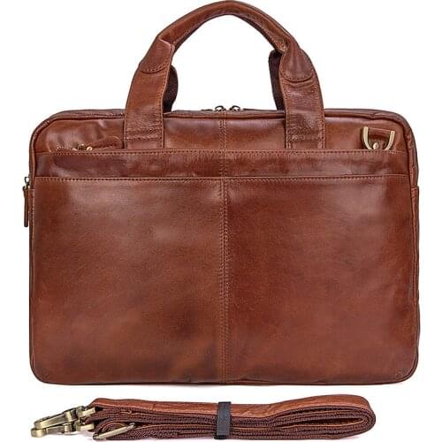 Messenger Bag For Men Oil Wax Leather Zipper Men Briefcase Bags Vintage Crossbody Laptop Bag Men Leather Shoulder Handbag