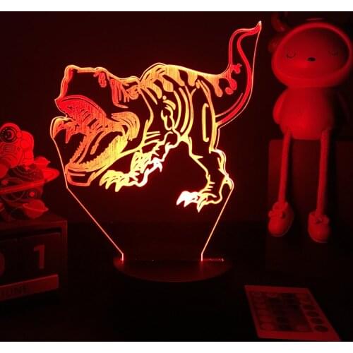 3D LED Dinosaur Nightlight For Kids Child Bedroom Decor Birthday Gifts Bedside Lamp Indominus Rex Figure Room Decoration
