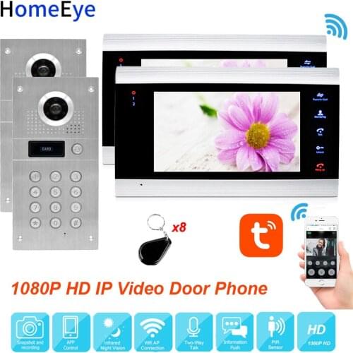 1080P WiFi Video Door Phone IP Video Intercom RFID/Password 2Doors Access Control System Tuya App Remote Control Waterproof