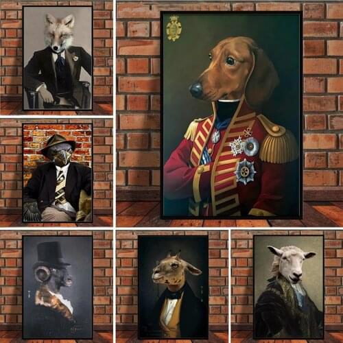 Military Uniform Canvas Paintings on The Wall Abstract Animal Art Posters and Prints Funny Animal Pictures Home Decorations