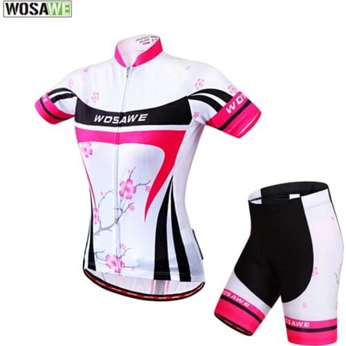 WOSAWE Summer Women Cycling MTB Short Sleeves Jersey Sets Bike Bicycle Suits Shirts Padded Cycling Short Sport Wear Uniforms