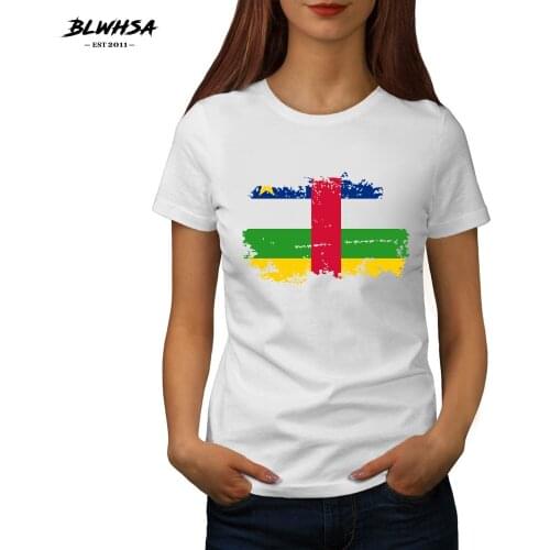 BLWHSA Central Africa Flag Printing T shirt Women Fashion Short Sleeve Hip Hop T-shirts Central Africa National Flag Female Tees