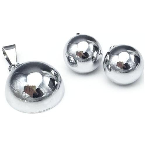 Stainless Steel Half Ball Statement Jewelry Sets Women Silver Plated Necklace Earrings Jewelry Set Fashion Jewerly Set