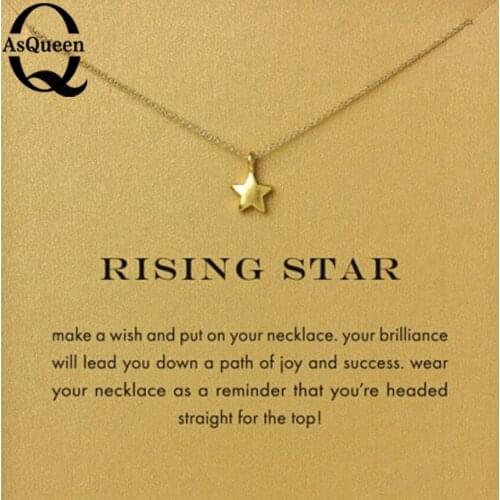 ASQUEEN Q 925 Sterling Gold Chain Necklace With Star Pendant Necklace For Women Jewelry Collar Colar Collier Femme