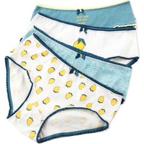 1PC Cotton Underwear Womens Fruit Series Mango Mini Fresh Low Waist Bow