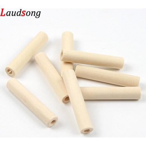 10pcs 10x50mm Natural Wood Round Hollow Tube Loose Wooden Beads For Diy Jewelry Making Necklace Accessories