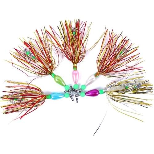 10Pcs Squid Jigs Skirt Jig Fishing Lure 10cm 8.7g Artificial Spinner Beard Squid Hooks Fishing Tackle