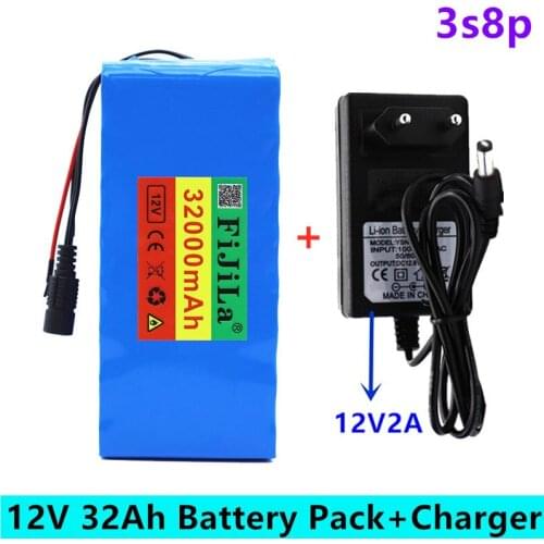 3s8p 18650 Battery pack Large capacity 12v 32ah 18650 lithium battery protection board 12v 32000mAh for inverter miner light+BMS