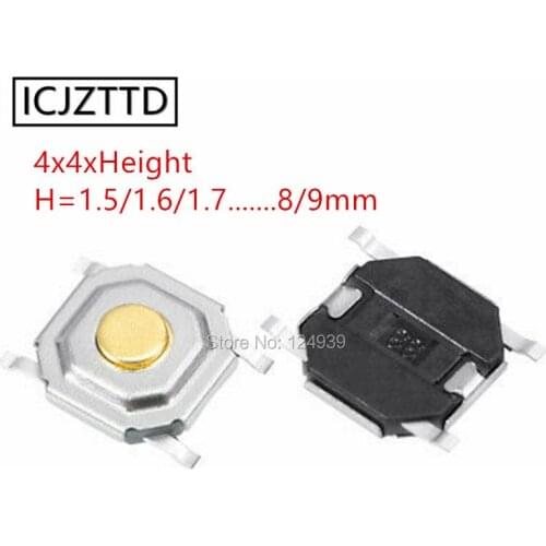4*4*1.5mm 4x4x1.6/1.7/1.8/1.9mm 4x4x2mm 4*4*2.3mm 4x4x2.5mm 5.2*5.2*1.5mm Copper waterproof push button switch Tact micro switch