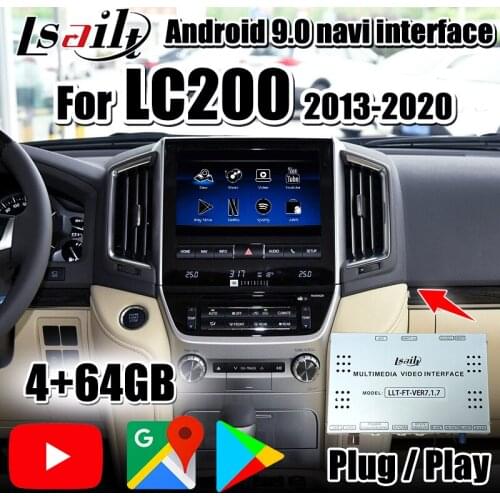 4GB Android 9.0 gps navigation&carplay video interface for Land Cruiser LC200 2013-20 support Andriod Auto , youtube