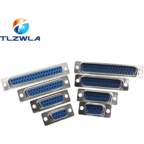 5Pcs DB9 DB15 DB25 DB37 Hole/Pin Female/Male Blue Welded Connector RS232 serial port socket DB D-SUB adapter 9/15/25/37 pin