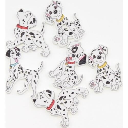 50pcs Mixed Animals Dalmatian Scrapbooking 2Hole Wooden Buttons For DIY Children Clothing Sewing Accessories Button Decoration
