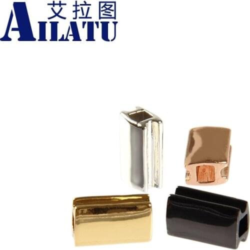 Ailatu 10pcs Small Size 10x6mm Exquisite Smooth Plated Rectangle Brass Metal Bracelet Accessories for Fashion Jewelry