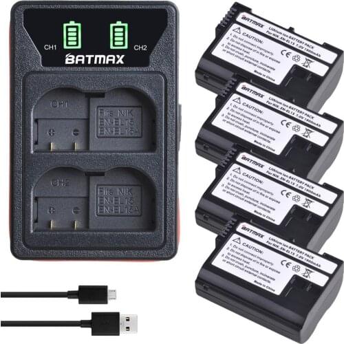 Batmax EN-EL15 EN-EL15a Battery akku +LED USB Dual Charger with Type C Port for Nikon D500 D600 D610 D750 D7000 D800 D850 D810