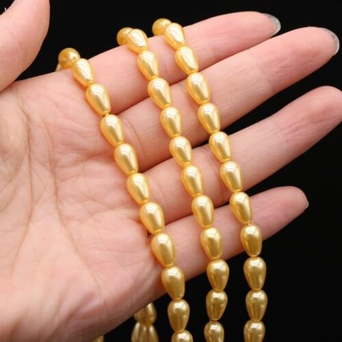 New Style Natural Shell Bead Yellow Drop-Shaped Loose Beads For Jewelry Making DIY Necklace Bracelet Earrings Ring Accessory